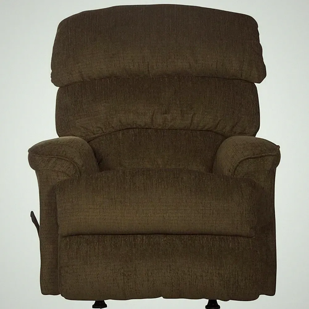 Atkins Chaise Rocker Recliner in Coffee Brown Polyester Fabric