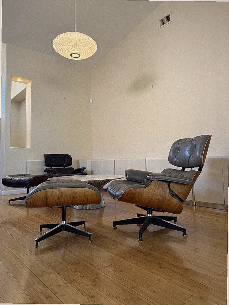 Eames Rosewood Lounge Chair And Ottoman Grey Leather Herman Miller 1985