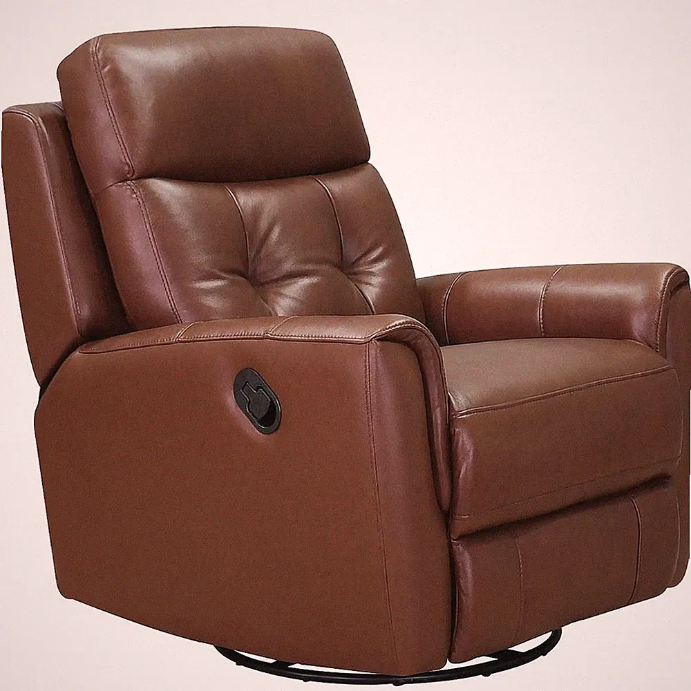 Ivy Living Torino Manual Swivel Rocker Top Grain Leather Recliner