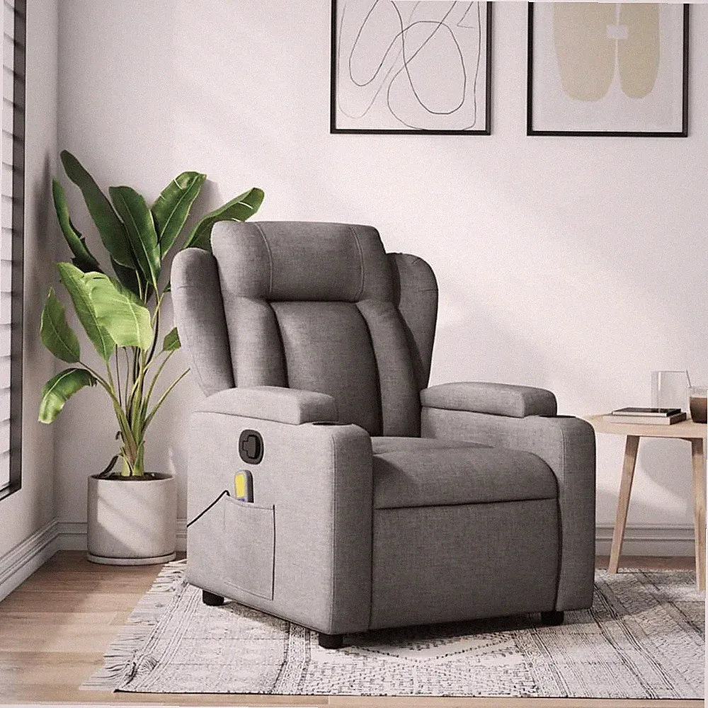 Massage Recliner Chair Dark Grey Fabric