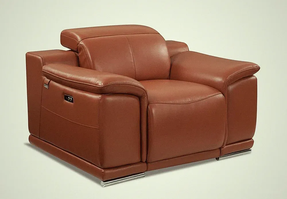 Mod Camel Brown Italian Leather Recliner Chair
