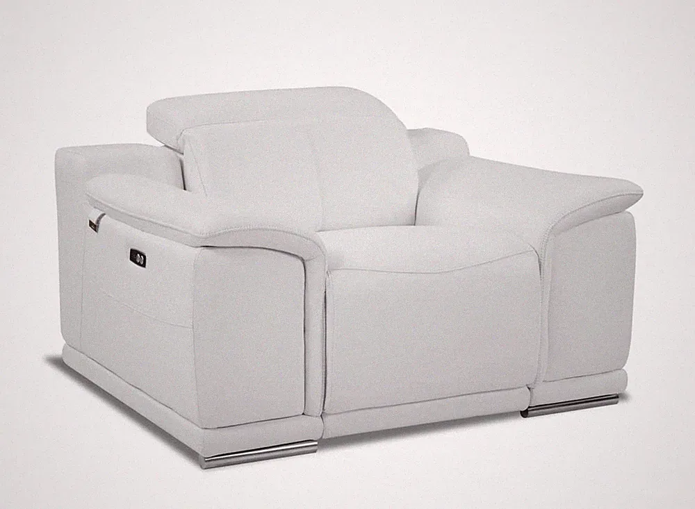 Mod Winter White Italian Leather Recliner Chair