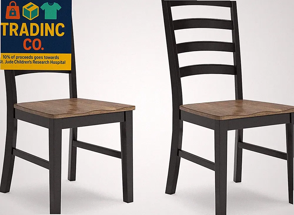 Wildenauer Rustic Armless Dining Chair, Set of 2, Black & Light Brown